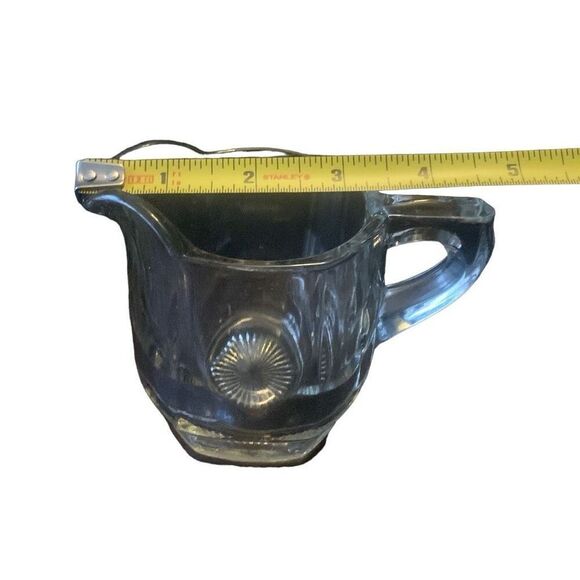 Vintage Heisey Glass Creamer Hexagon Sunburst Base Transparent Classic Style - Picture 11 of 12